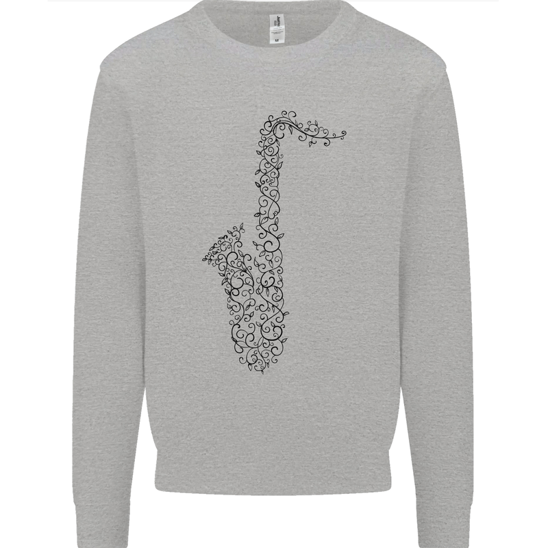 A Saxaphone Musical Instrument Brass Band Mens Sweatshirt Jumper Sports Grey
