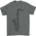 A Saxaphone Musical Instrument Brass Band Mens T-Shirt 100% Cotton Charcoal