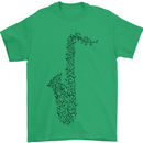 A Saxaphone Musical Instrument Brass Band Mens T-Shirt 100% Cotton Irish Green