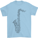 A Saxaphone Musical Instrument Brass Band Mens T-Shirt 100% Cotton Light Blue