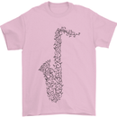 A Saxaphone Musical Instrument Brass Band Mens T-Shirt 100% Cotton Light Pink