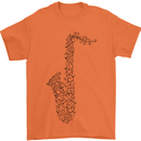 A Saxaphone Musical Instrument Brass Band Mens T-Shirt 100% Cotton Orange