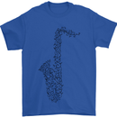 A Saxaphone Musical Instrument Brass Band Mens T-Shirt 100% Cotton Royal Blue