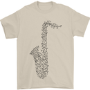 A Saxaphone Musical Instrument Brass Band Mens T-Shirt 100% Cotton Sand