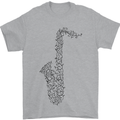 A Saxaphone Musical Instrument Brass Band Mens T-Shirt 100% Cotton Sports Grey