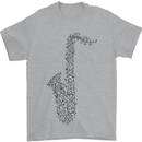 A Saxaphone Musical Instrument Brass Band Mens T-Shirt 100% Cotton Sports Grey