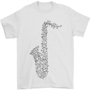 A Saxaphone Musical Instrument Brass Band Mens T-Shirt 100% Cotton White