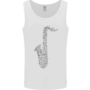 A Saxaphone Musical Instrument Brass Band Mens Vest Tank Top White