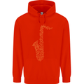 A Saxaphone Musical Instruments Brass Band Childrens Kids Hoodie Bright Red