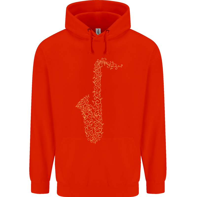 A Saxaphone Musical Instruments Brass Band Childrens Kids Hoodie Bright Red