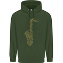 A Saxaphone Musical Instruments Brass Band Childrens Kids Hoodie Forest Green