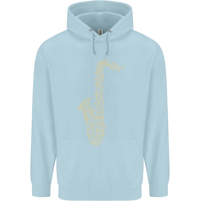 A Saxaphone Musical Instruments Brass Band Childrens Kids Hoodie Light Blue