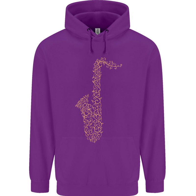 A Saxaphone Musical Instruments Brass Band Childrens Kids Hoodie Purple