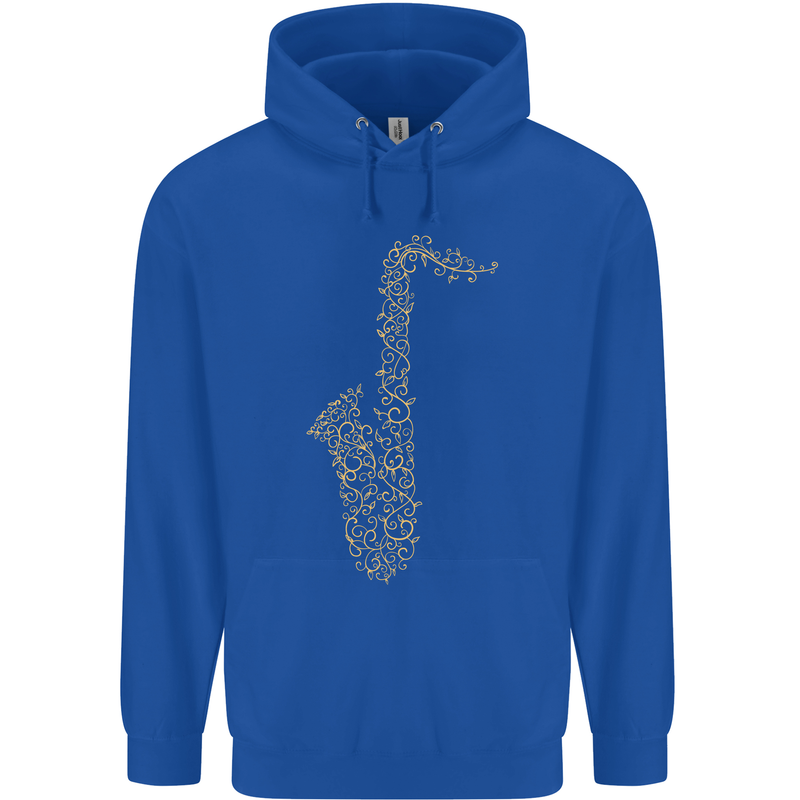 A Saxaphone Musical Instruments Brass Band Childrens Kids Hoodie Royal Blue