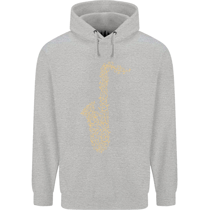 A Saxaphone Musical Instruments Brass Band Childrens Kids Hoodie Sports Grey