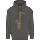 A Saxaphone Musical Instruments Brass Band Childrens Kids Hoodie Storm Grey