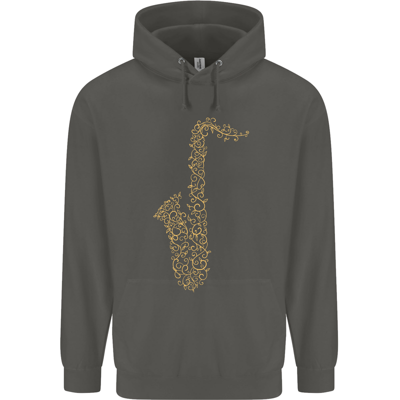 A Saxaphone Musical Instruments Brass Band Childrens Kids Hoodie Storm Grey