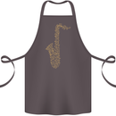 A Saxaphone Musical Instruments Brass Band Cotton Apron 100% Organic Dark Grey