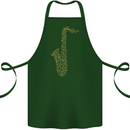 A Saxaphone Musical Instruments Brass Band Cotton Apron 100% Organic Forest Green