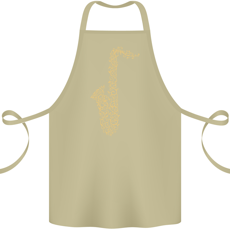 A Saxaphone Musical Instruments Brass Band Cotton Apron 100% Organic Khaki