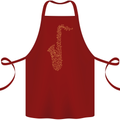 A Saxaphone Musical Instruments Brass Band Cotton Apron 100% Organic Maroon