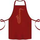 A Saxaphone Musical Instruments Brass Band Cotton Apron 100% Organic Maroon