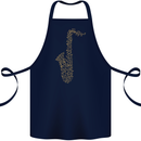 A Saxaphone Musical Instruments Brass Band Cotton Apron 100% Organic Navy Blue