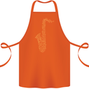 A Saxaphone Musical Instruments Brass Band Cotton Apron 100% Organic Orange