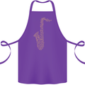 A Saxaphone Musical Instruments Brass Band Cotton Apron 100% Organic Purple