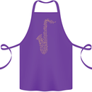 A Saxaphone Musical Instruments Brass Band Cotton Apron 100% Organic Purple