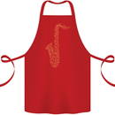 A Saxaphone Musical Instruments Brass Band Cotton Apron 100% Organic Red