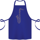 A Saxaphone Musical Instruments Brass Band Cotton Apron 100% Organic Royal Blue