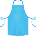 A Saxaphone Musical Instruments Brass Band Cotton Apron 100% Organic Turquoise
