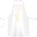 A Saxaphone Musical Instruments Brass Band Cotton Apron 100% Organic White