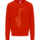 A Saxaphone Musical Instruments Brass Band Kids Sweatshirt Jumper Bright Red