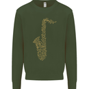 A Saxaphone Musical Instruments Brass Band Kids Sweatshirt Jumper Forest Green