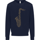 A Saxaphone Musical Instruments Brass Band Kids Sweatshirt Jumper Navy Blue