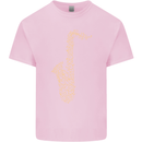 A Saxaphone Musical Instruments Brass Band Kids T-Shirt Childrens Light Pink