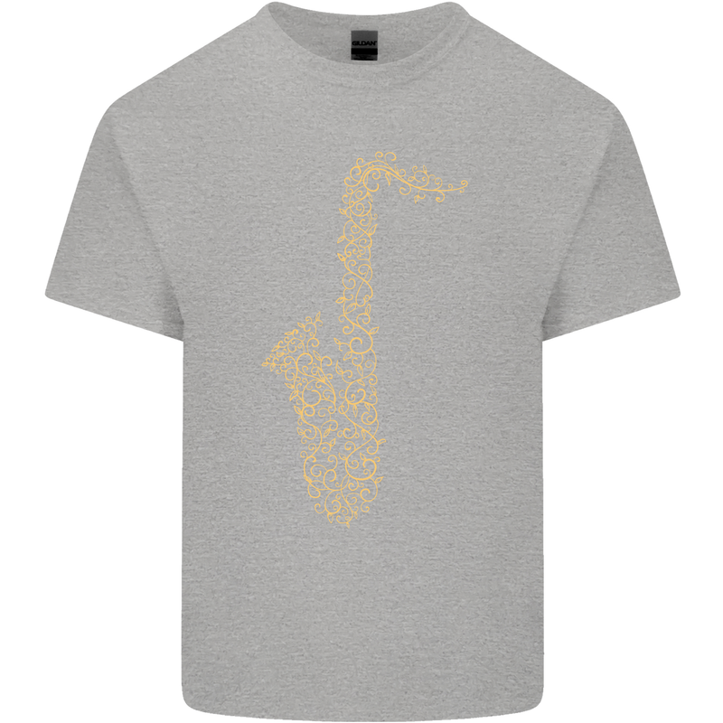 A Saxaphone Musical Instruments Brass Band Kids T-Shirt Childrens Sports Grey