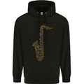 A Saxaphone Musical Instruments Brass Band Mens 80% Cotton Hoodie Black