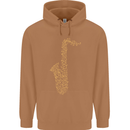 A Saxaphone Musical Instruments Brass Band Mens 80% Cotton Hoodie Caramel Latte