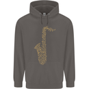 A Saxaphone Musical Instruments Brass Band Mens 80% Cotton Hoodie Charcoal