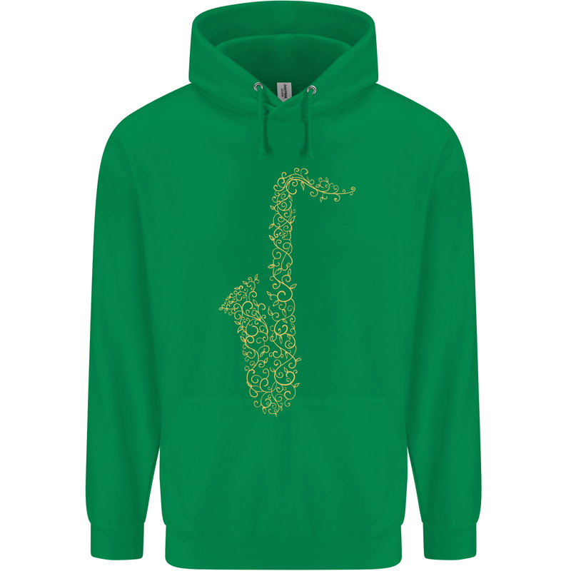 A Saxaphone Musical Instruments Brass Band Mens 80% Cotton Hoodie Irish Green