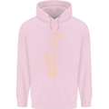 A Saxaphone Musical Instruments Brass Band Mens 80% Cotton Hoodie Light Pink