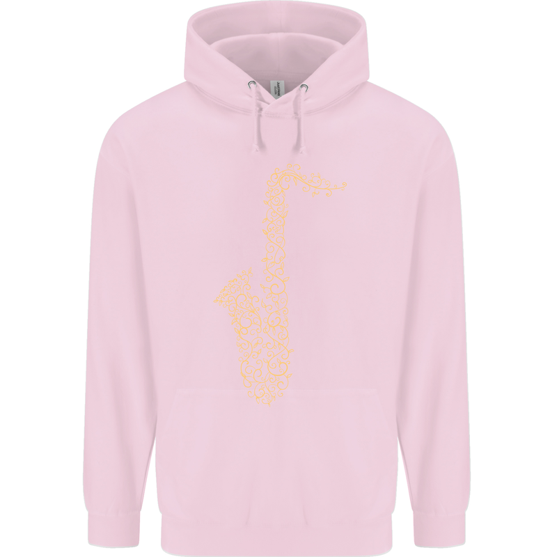 A Saxaphone Musical Instruments Brass Band Mens 80% Cotton Hoodie Light Pink