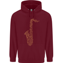 A Saxaphone Musical Instruments Brass Band Mens 80% Cotton Hoodie Maroon