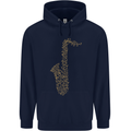A Saxaphone Musical Instruments Brass Band Mens 80% Cotton Hoodie Navy Blue