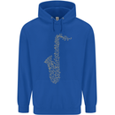 A Saxaphone Musical Instruments Brass Band Mens 80% Cotton Hoodie Royal Blue