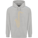 A Saxaphone Musical Instruments Brass Band Mens 80% Cotton Hoodie Sports Grey