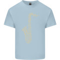 A Saxaphone Musical Instruments Brass Band Mens Cotton T-Shirt Tee Top Light Blue